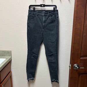 Express Charcoal Ankle Jeans with Frayed Hem